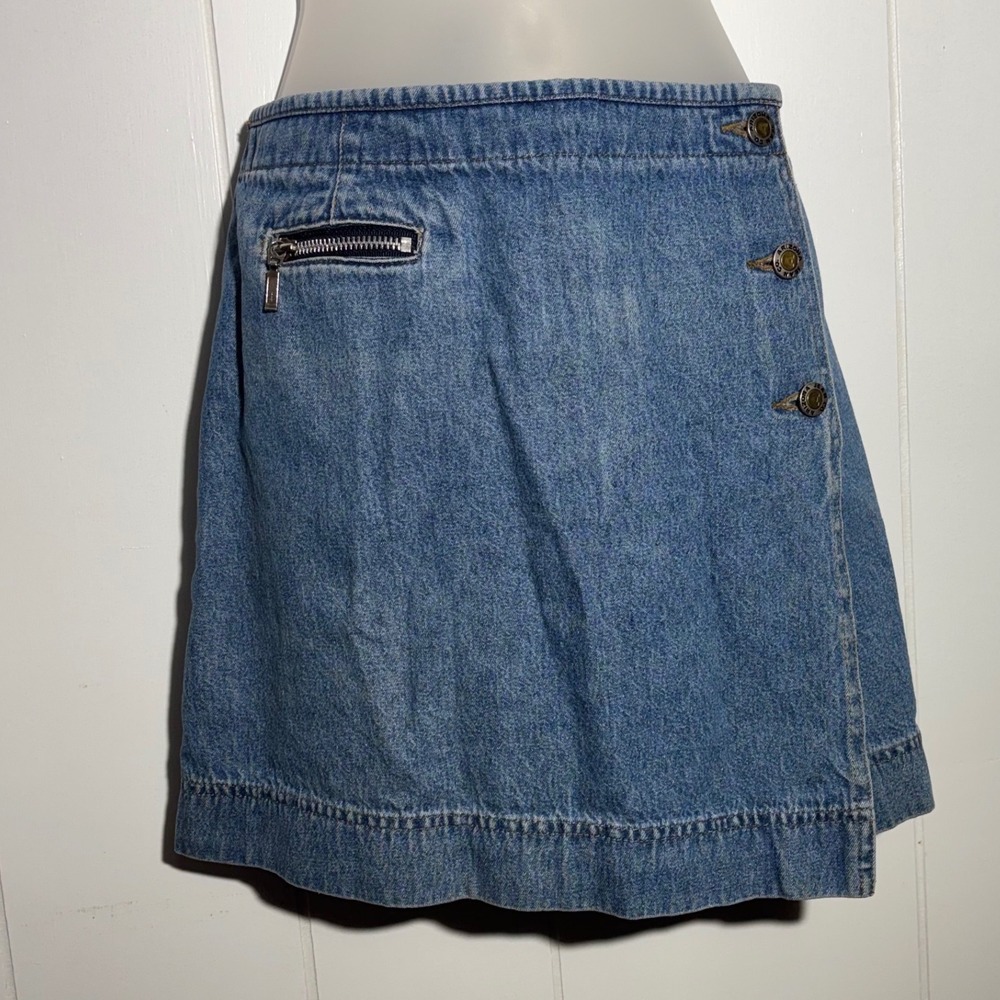 Y2K Arizona Vintage Denim Skort Medium Wash Button Wrap Sz 13 Retro Indie Preppy
